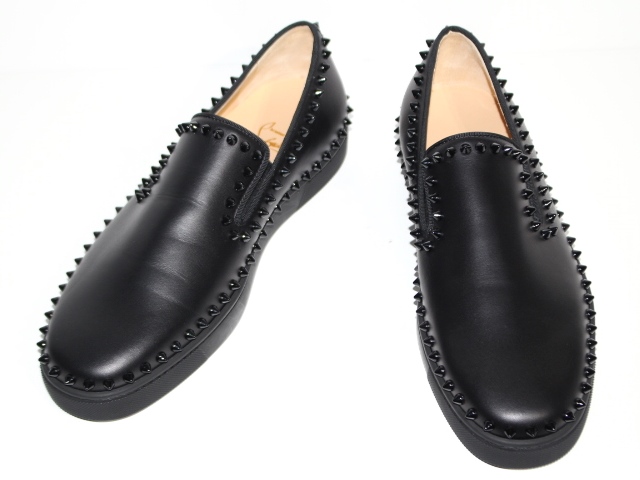 Christian Louboutin クリスチャンルブタン スニーカー スリッポン メンズ42ハーフ ブラック レザー スタッズ 0 の購入なら 質 の大黒屋 公式