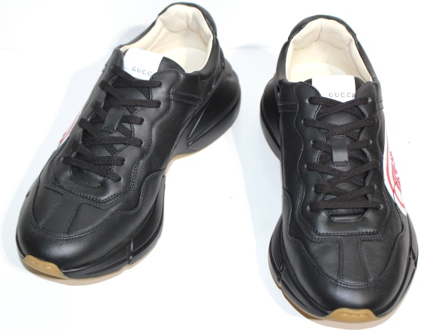 GUCCI グッチ スニーカー メンズ8ハーフ（約27.5cm） ブラック レザー  