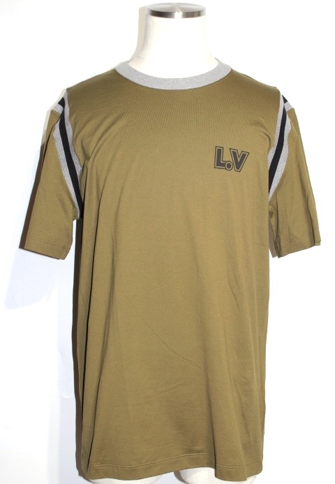 Louis Vuitton Men's Khaki Cotton Varsity Printed Aloha T-Shirt