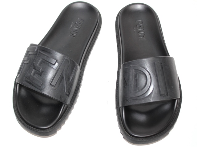 FENDI フェンディ サンダル メンズ43 ブラック ラバー (2148103331183  