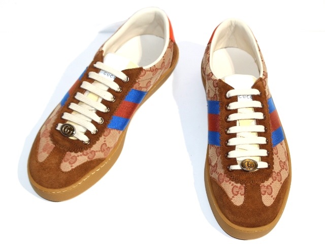 Gucci グッチ スニーカー メンズ6ハーフ 約25cm ブラウン オレンジ ファブリック 5216 0 の購入なら 質 の大黒屋 公式