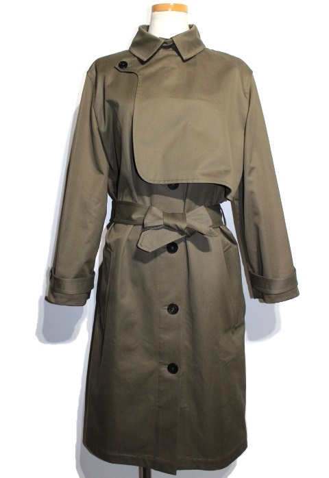 HERMES エルメス トレンチコート レディース38 カーキ ベルト付き 