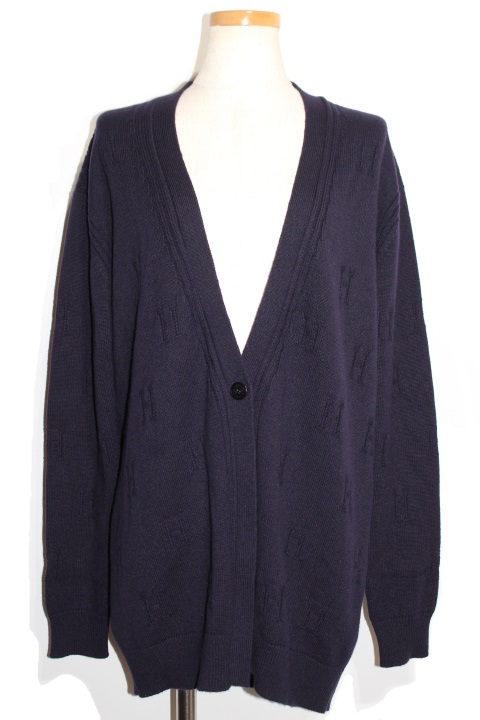 HERMES エルメス カーディガン レディース38 ネイビー ウール H  