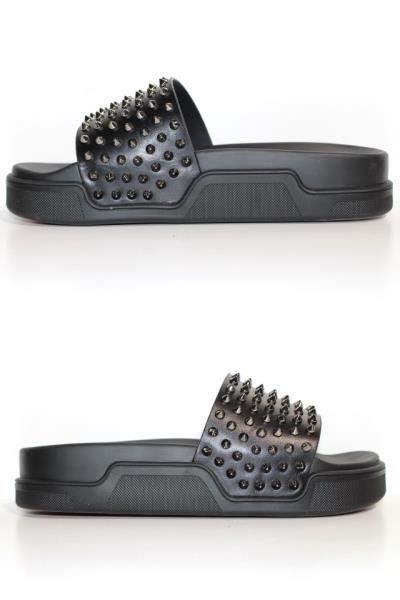 Christian Louboutin クリスチャンルブタン サンダル Pool Fun メンズ41 約26cm ブラック スタッズ レザー 0 の購入なら 質 の大黒屋 公式