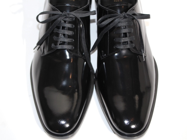 SAINT LAURENT サンローラン 革靴 メンズ43ハーフ ブラック パテント 
