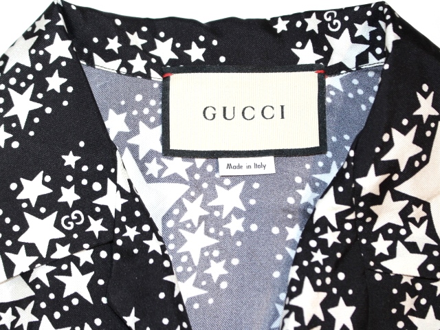 GUCCI グッチ スター プリント シルク オーバーサイズ ボウリング 