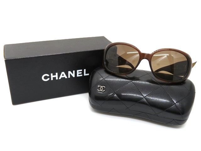 CHANEL シャネル サングラス プラスチック ブラウン 茶色 カメリア 