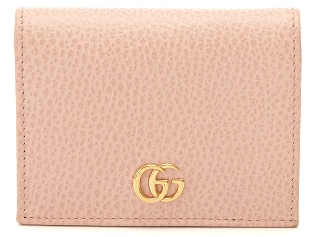 GUCCI グッチ 二つ折財布 GGマーモント レザー ピンク 456126 【474】