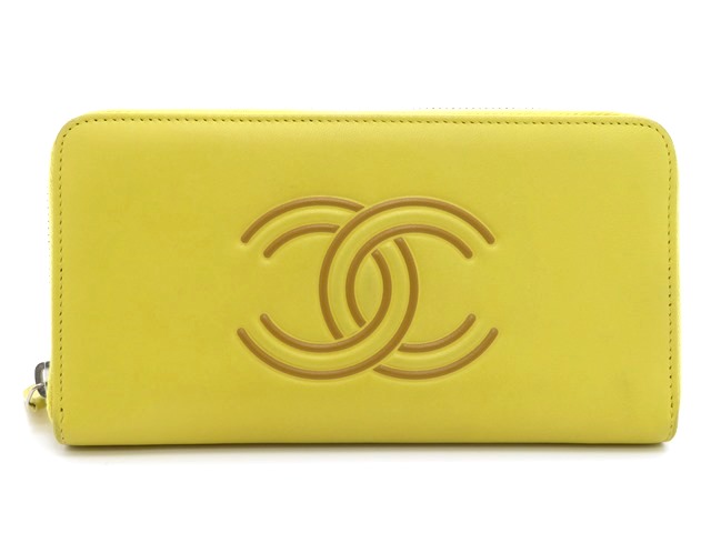 CHANEL シャネル ラウンド長財布 レザー イエロー 【204】 の購入なら 