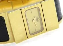 HERMES　エルメス　女性用腕時計　レディース　ゴールドメッキ　ゴールド文字盤　リザード　ブラック　クオーツ　LO1.201　【474】