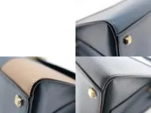 Valextra　ヴァレクストラ　ミディアム　イジィデ　ネイビー／ベージュ　カーフ　2143400227696　【中古】【大黒屋】【200】