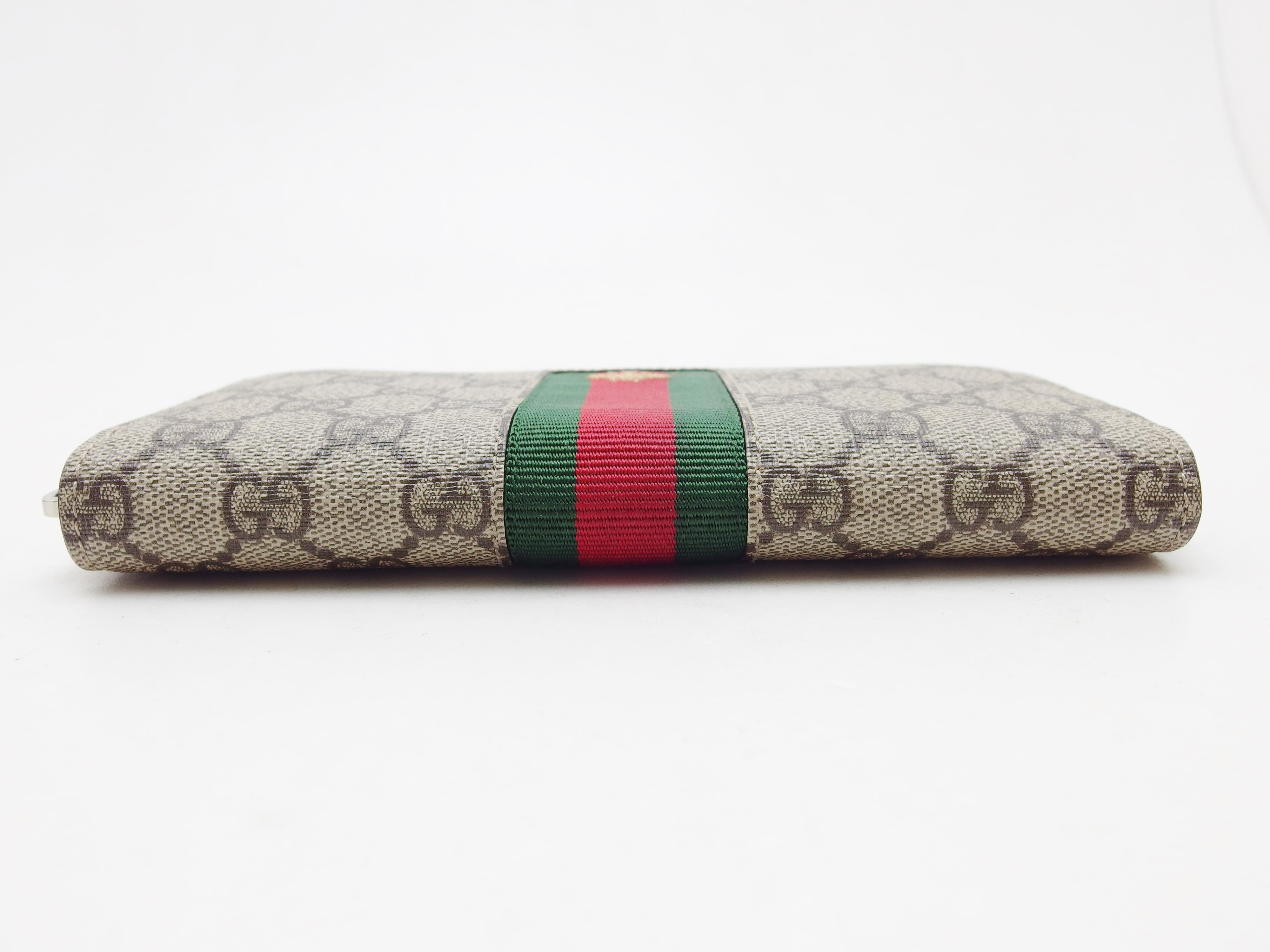 GUCCI グッチ 408831 ラウンド長財布 GGスプリーム・ウェブ ブラウン  