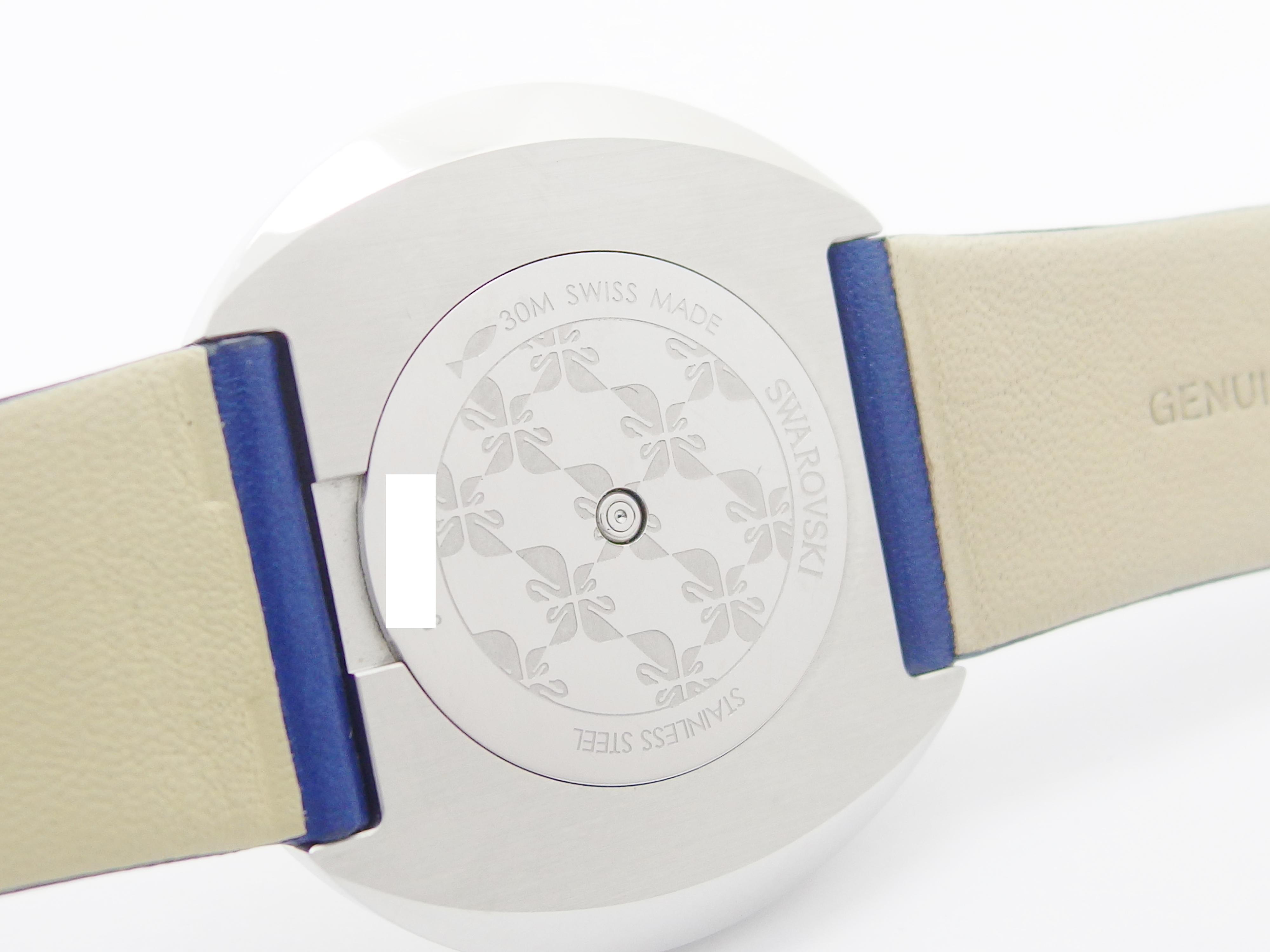SWAROVSKI　スワロフスキー　腕時計　レディース　クオーツ　クリスタルライン　1184026　ブルー文字盤　SS×革　【435】
