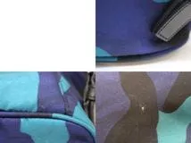 PRADA　プラダ　リュック　カモフラージュ　リュックサック　ネイビー／ブラック　ナイロン／サフィアーノ　BZ0032　2148103817342　【中古】【大黒屋】【472】