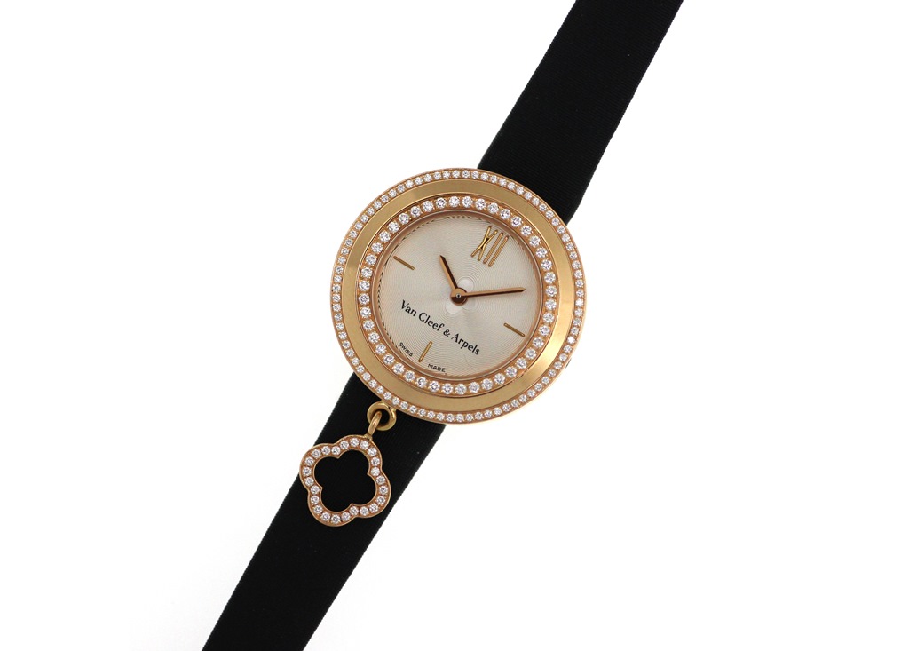 【Van Cleef & Arpels/ヴァンクリーフ＆アーペル】 536942 PA49 クラシックスクエア　保証書付き 腕時計 ステンレススチール  クオーツ ピンクシェル文字盤 レディース, 【中古】【真子質店】【GD】, 【KMax】