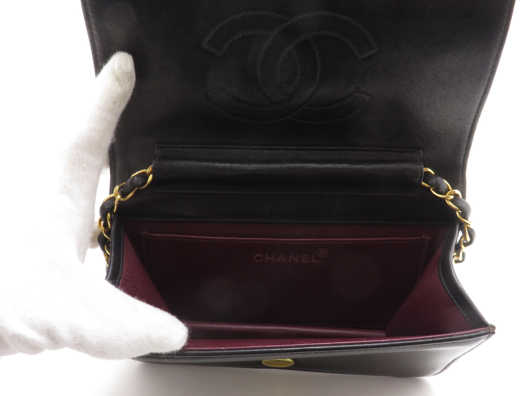 Chanel シャネル フルフラッププッシュロックマトラッセ チェーンショルダーバッグ ラムスキン ブラック ゴールド金具 431 の購入なら 質 の大黒屋 公式