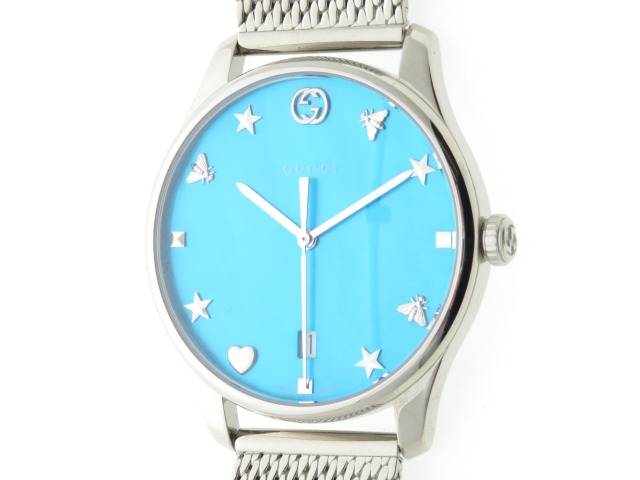 GUCCI グッチ Gタイムレス SS ブルー文字盤 YA126582 メンズ腕時計 