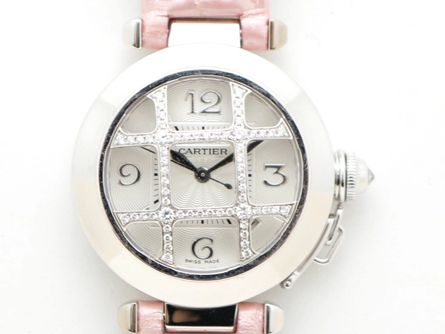 Cartier カルティエ 時計 パシャ32mm ダイヤグリッド WJ116156 レディース 自動巻き ダイヤモンド ホワイトゴールド/革 WG/革  2144000201949【433】 の購入なら「質」の大黒屋（公式）