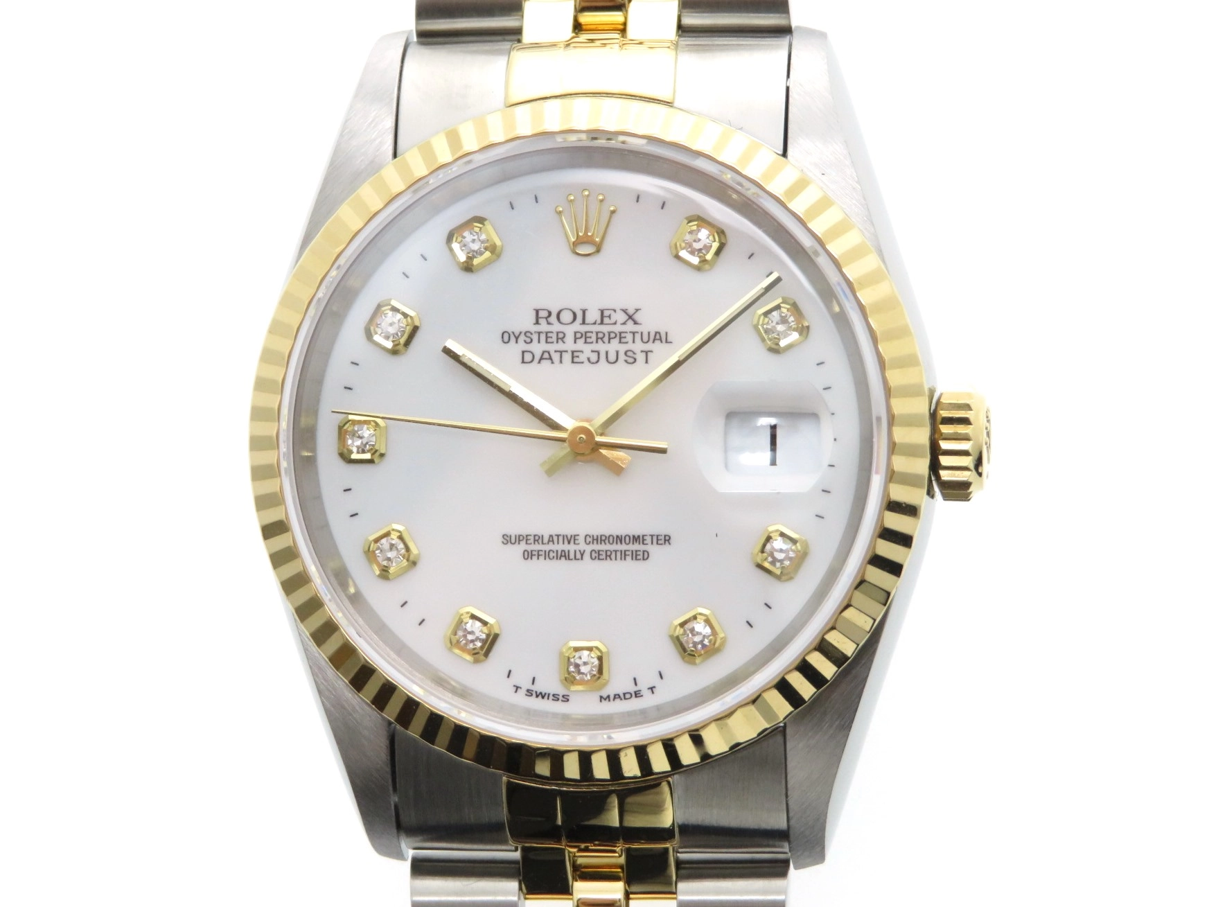 ROLEX ロレックス デイトジャスト 16233G メンズ腕時計 YG/SS ホワイト ...