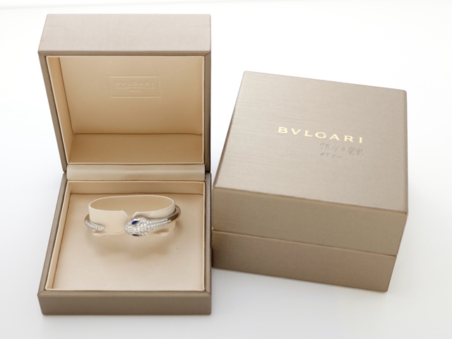 BVLGARI　ブルガリ　セルペンティブレスレット　ホワイトゴールド　ダイヤモンド　サファイア　24.6ｇ　Sサイズ　女性用宝飾品　 参考定価￥2,750,000-　【437】