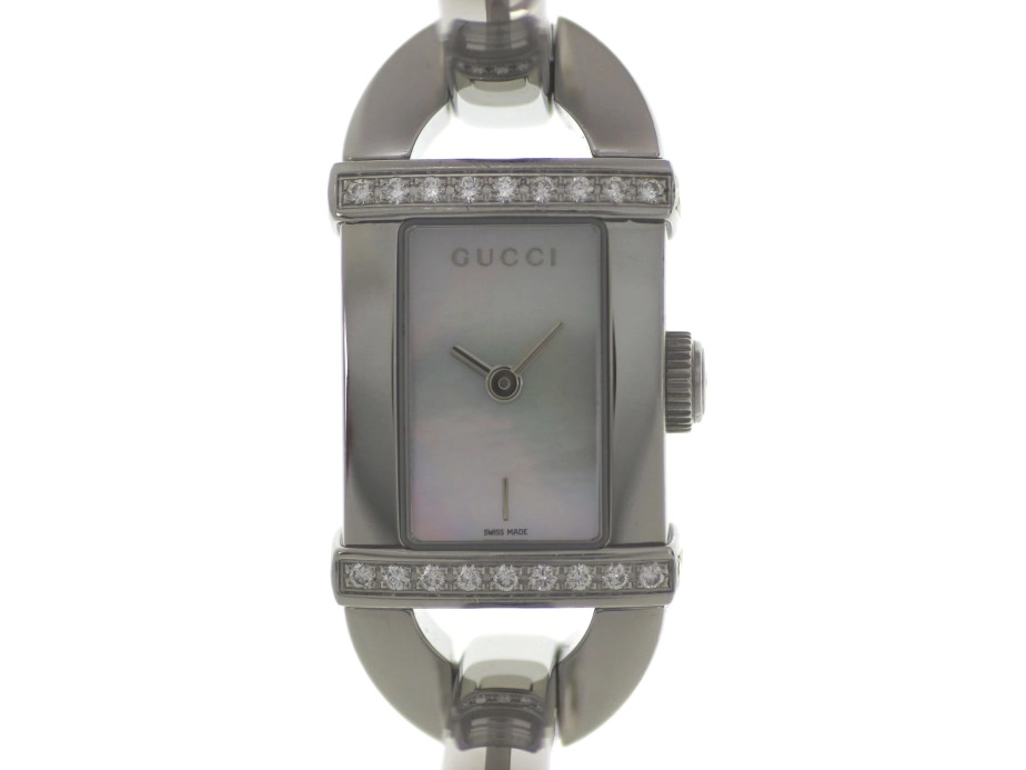 GUCCI グッチ 腕時計 6800L YA068507 ステンレス ダイヤモンドベゼル シェル文字盤 クォーツ【472】SJ