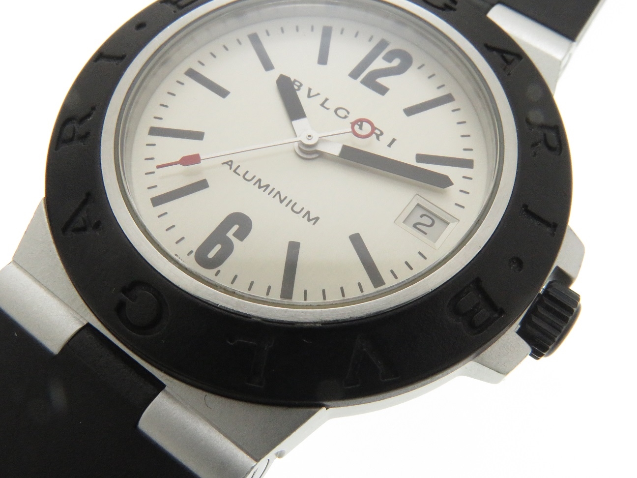 美品　BVLGARI　ブルガリ　アルミニウム　AL38A　自動巻き BVLGARI】ブルガリ アルミニウム 腕時計 AL38A アルミ×ラバー 黒