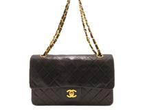 CHANEL　シャネル　マトラッセW　フラップ25　Wチェーンショルダーバッグ　ブラック/GP　【431】 2148103955266