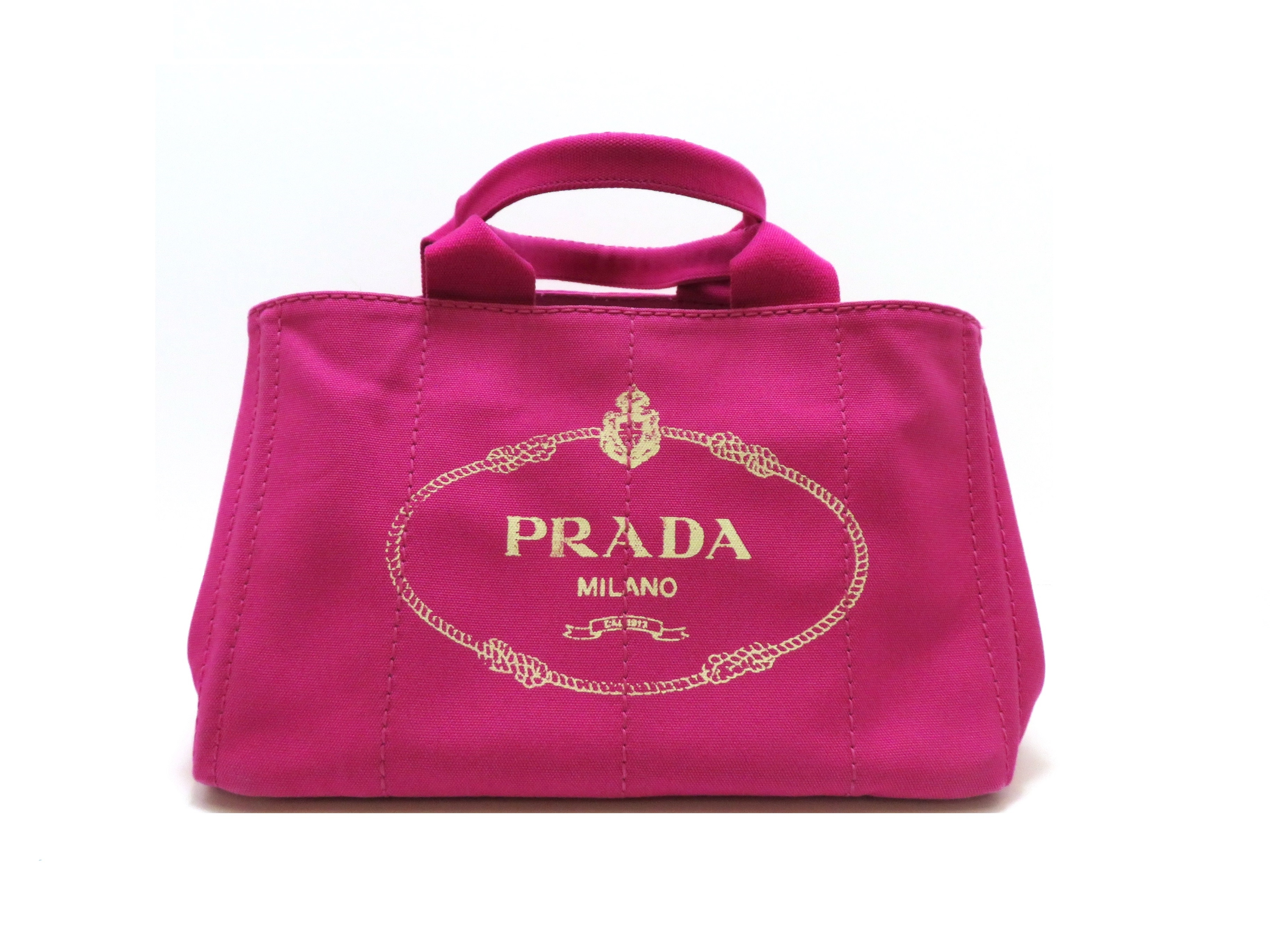 【本物保証】 保付 超美品 プラダ PRADA カナパ トート ハンドバッグ キャンバス ピンク B1872B 大きい