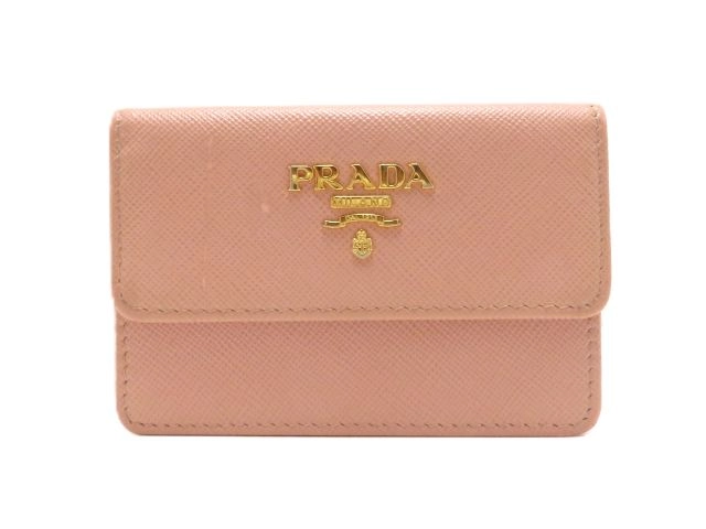 ♡PRADA♡ドゥーブレ♡サフィアーノ♡ビアンコ♡美品♡即購入OK♡ PRADA プラダ 名刺入れ ピンクベージュ/GP サフィアーノ