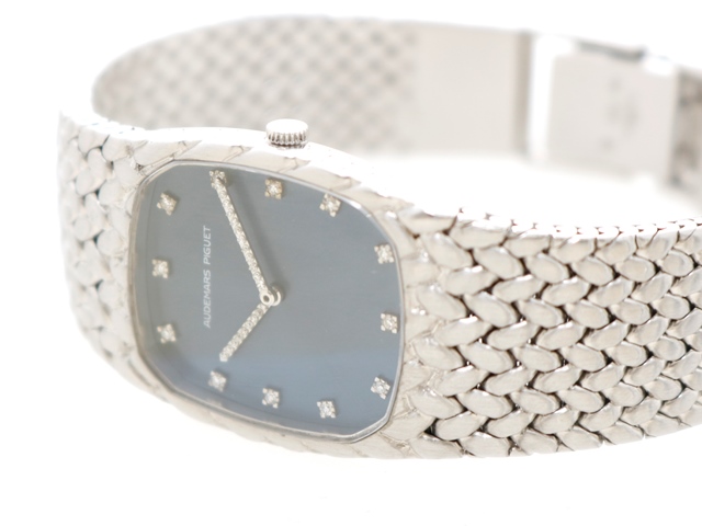 AUDEMARS PIGUET　オーデマピゲ　コブラ　メンズ腕時計　本体のみ　ブルー文字盤　ダイヤモンド装飾針　12ポイントダイヤモンドインデックス　 ホワイトゴールド　手巻き時計　重さ約128ｇ【433】