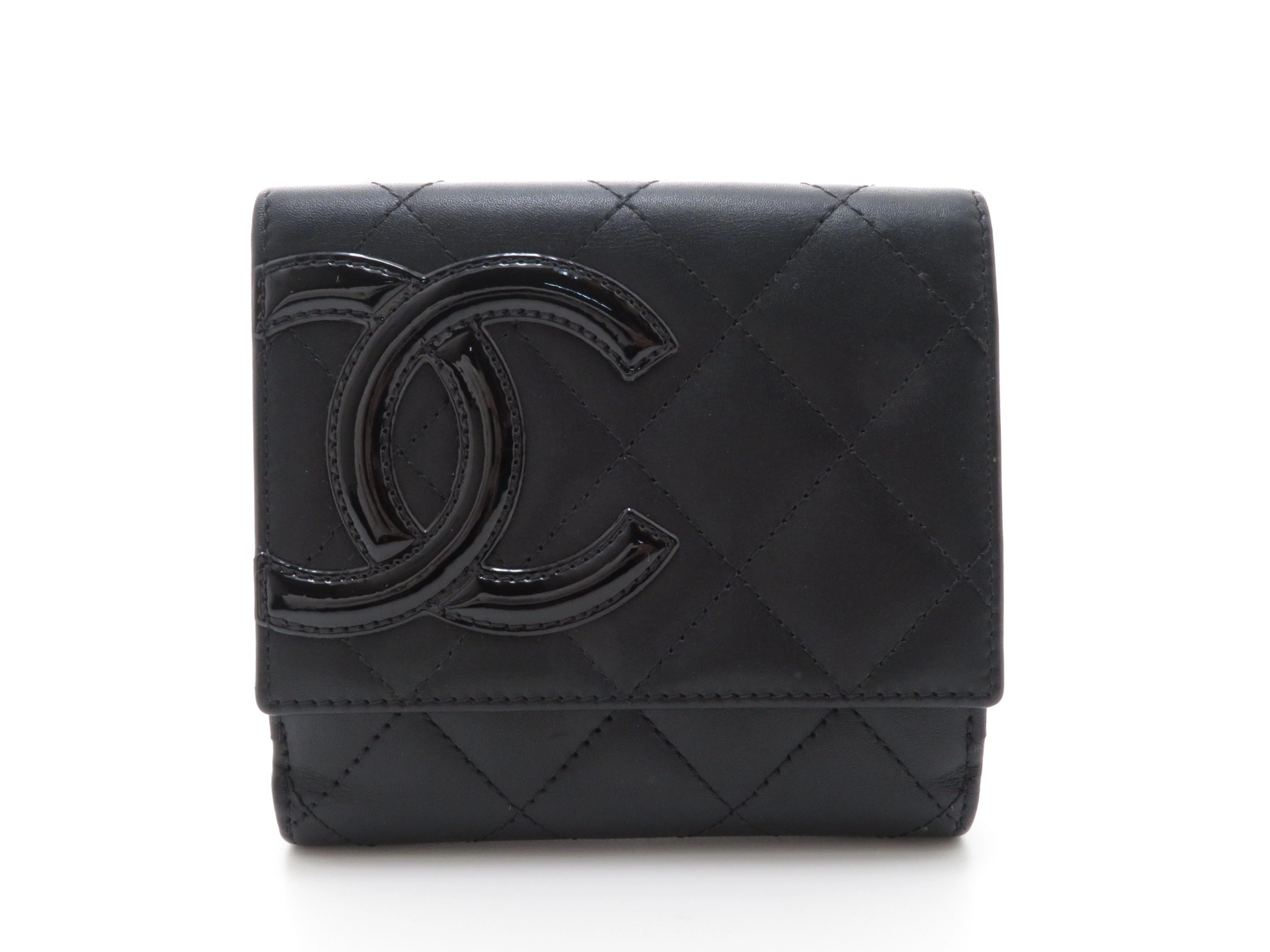 CHANEL シャネル 三つ折り財布 カンボンライン ブラック 2148103287626