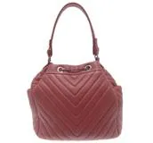 CHANEL シャネル Vステッチ巾着2wayショルダー ブラウン/SV