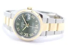 2021年10月正規品 ROLEX ロレックス 腕時計 デイトジャスト36 126233 オイスタースチール／イエローゴールド オリーブグリーンダイヤモンド文字盤 オイスターブレスレット 自動巻き【472】SJ