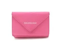 BALENCIAGA バレンシアガ ペーパーミニウォレット ピンク カーフ 三