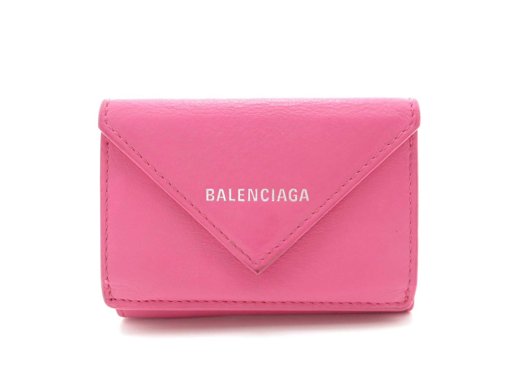 BALENCIAGA バレンシアガ ペーパーミニウォレット ピンク カーフ 三