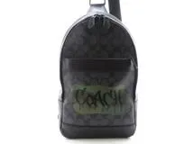 COACH コーチ ボディバッグ シグネチャー PVC ブラック/グレー 迷彩