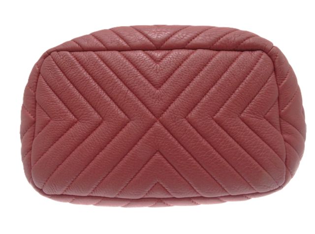 CHANEL シャネル Vステッチ巾着2wayショルダー ブラウン/SV