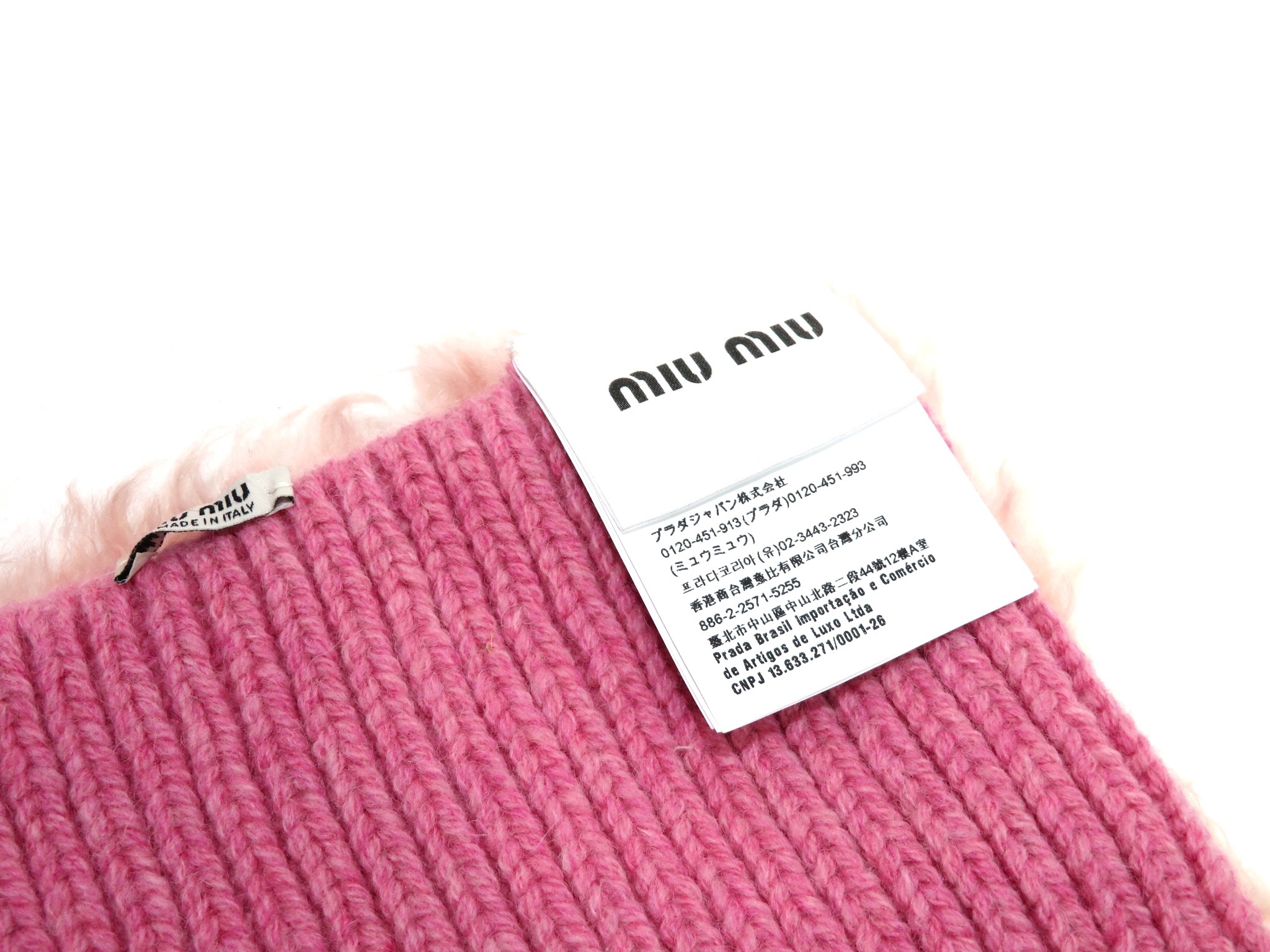 miumiu ミュウミュウ マフラー ピンク モヘア/コットン/ウール　2019秋冬コレクション　MCX293 2AL7【472】