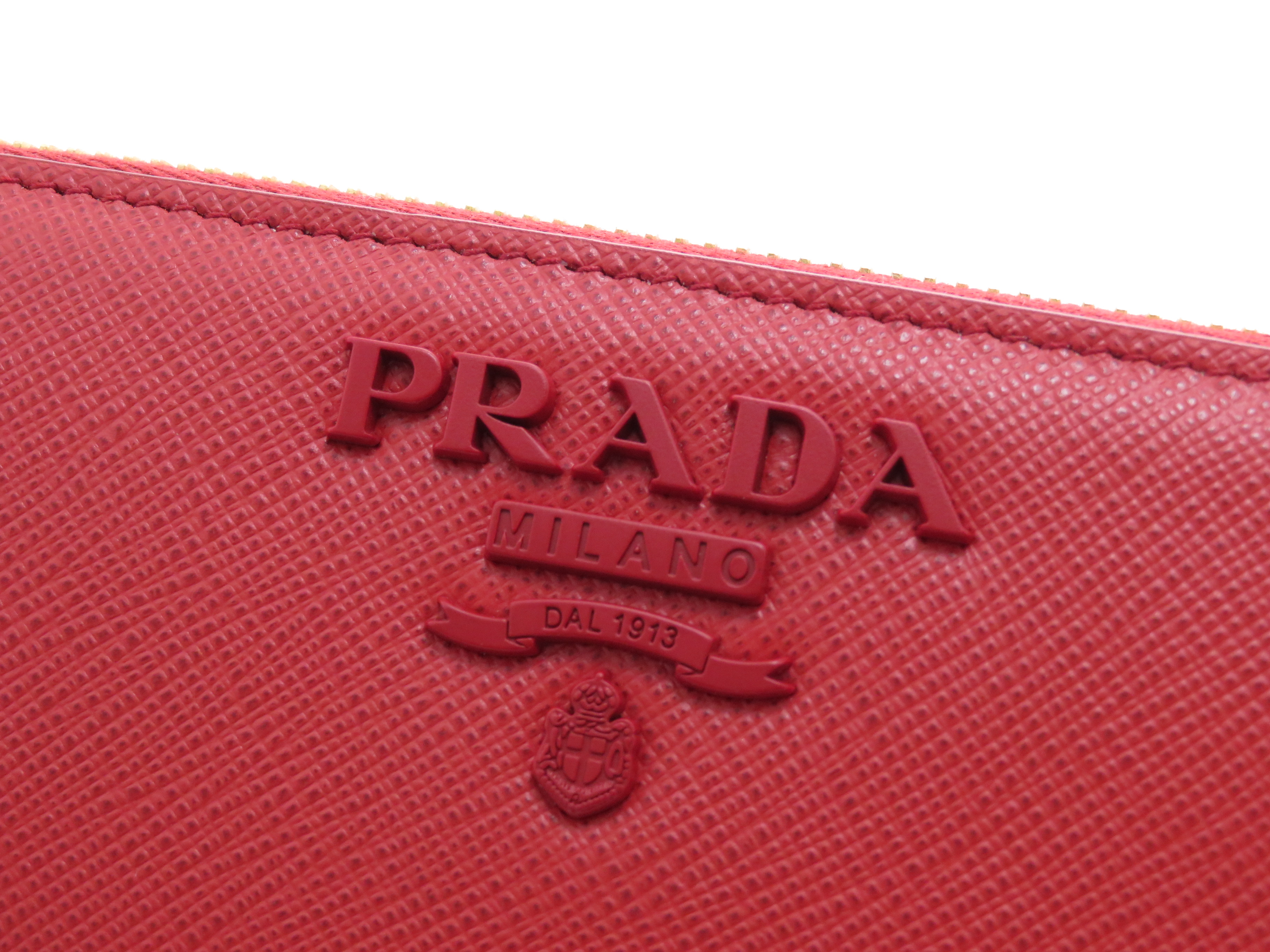 PRADA プラダ ラウンド長財布 レッド サフィアーノ 1ML506【471