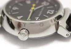 LOUIS VUITTON ルイ・ヴィトン 腕時計 タンブール Q1211 ブラウン文字盤 ステンレス／レザー クオーツ【472】SJ