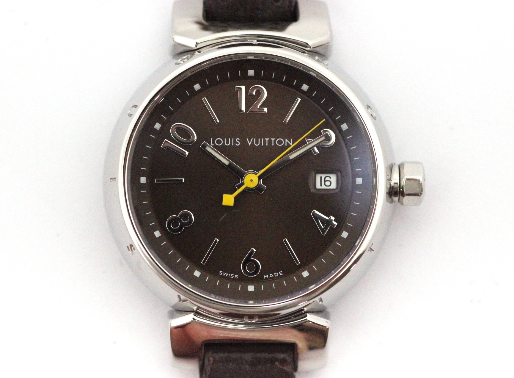 LOUIS VUITTON ルイ・ヴィトン 腕時計 タンブール Q1211 ブラウン文字盤 ステンレス／レザー クオーツ【472】SJ  の購入なら「質」の大黒屋（公式）