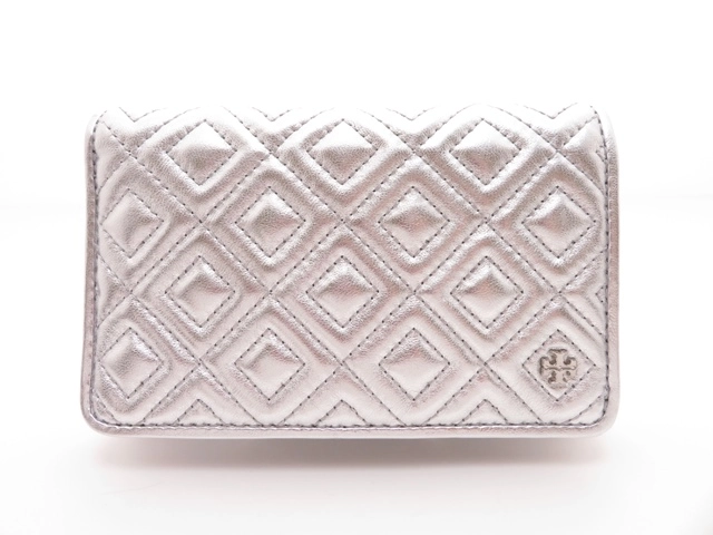 TORY BURCH トリーバーチ 二つ折財布 財布 シルバー レザー 52967