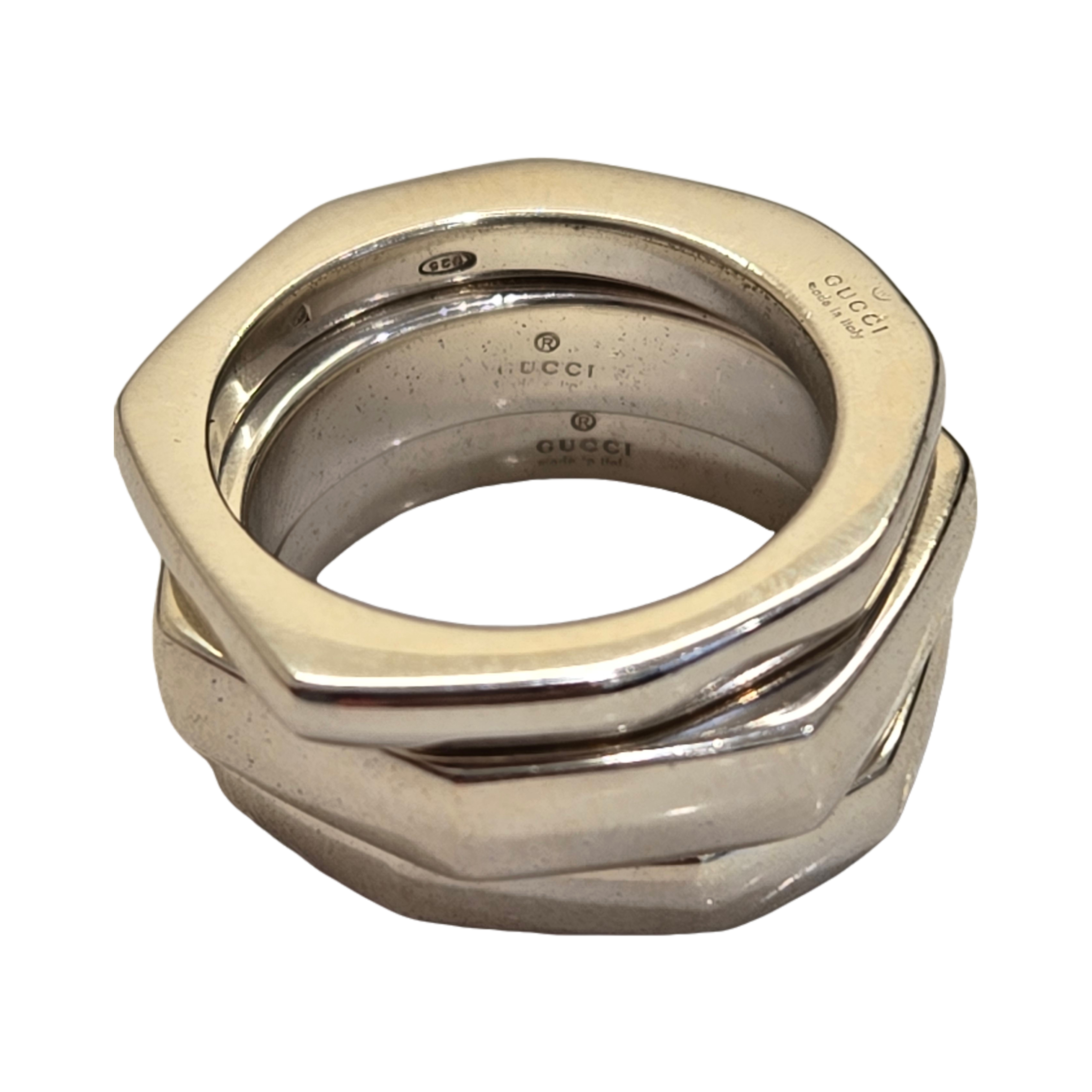 GUCCI グッチ オクタゴン3連リング シルバー 18.9g 13号【432