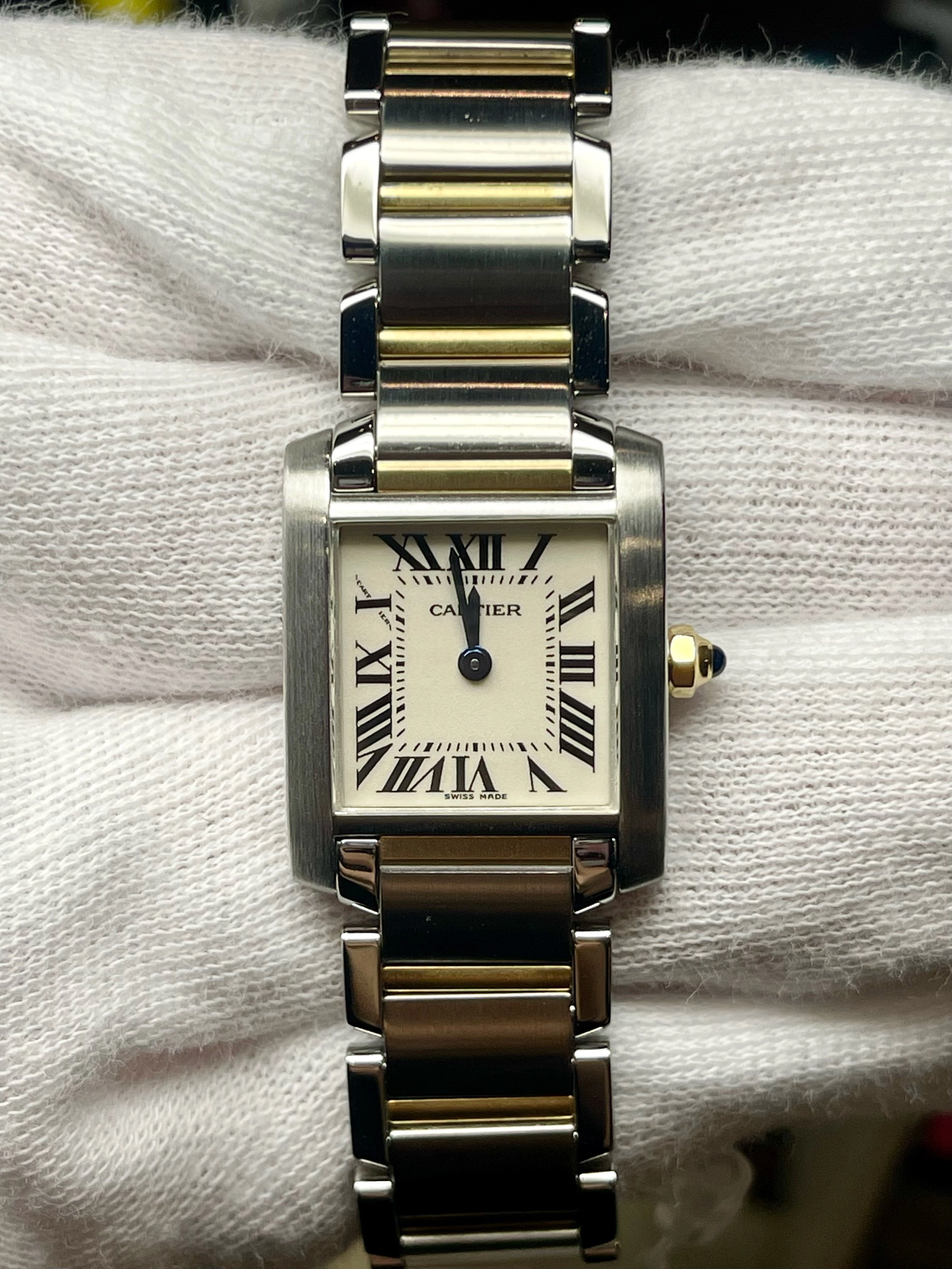 Cartier　カルティエ　タンクフランセーズSM　クォーツ　レディース　YG/SS　W51007Q4　ホワイト　【432】　【 2147200554921】