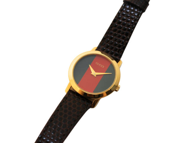 GUCCI グッチ 腕時計 2200L グリーン レッド GP/カワ クォーツ