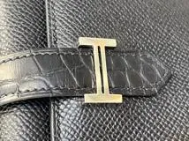 HERMES　エルメス　小物　三つ折り財布　ベアン　コンビネタッチ　ブラック・SV金具　ヴォーエプソン・アリゲーター　D刻印・2019年頃製造　箱付き　【472】HA