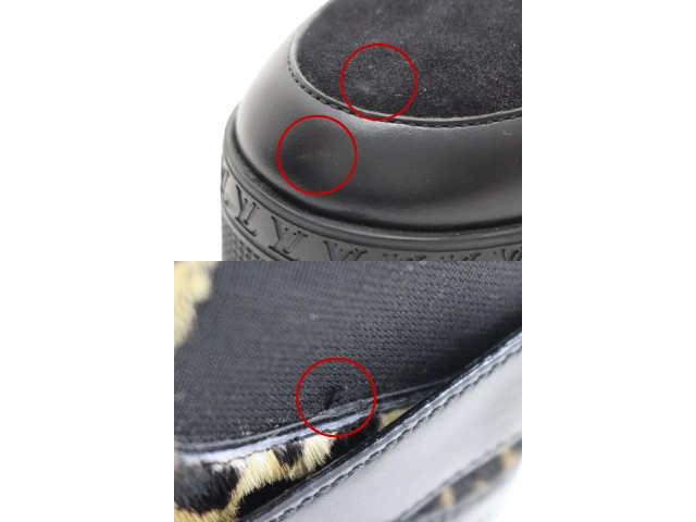 LOUIS VUITTON ルイ・ヴィトン 靴 ローリエ―トライン レオパードサイドゴアブーツ レディース37ハーフ(24～24.5cm) ブラック スエード/カーフ 2146000421907 【200】