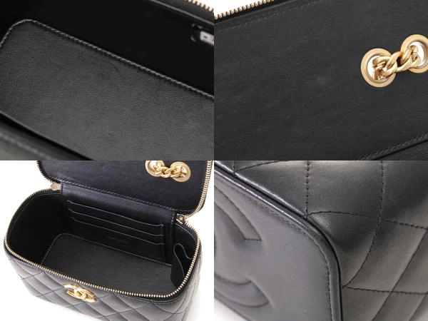 CHANEL　シャネル　マトラッセ　バニティチェーンショルダー　ブラック/GP　ラムスキン　AP3044　【430】2143200612456