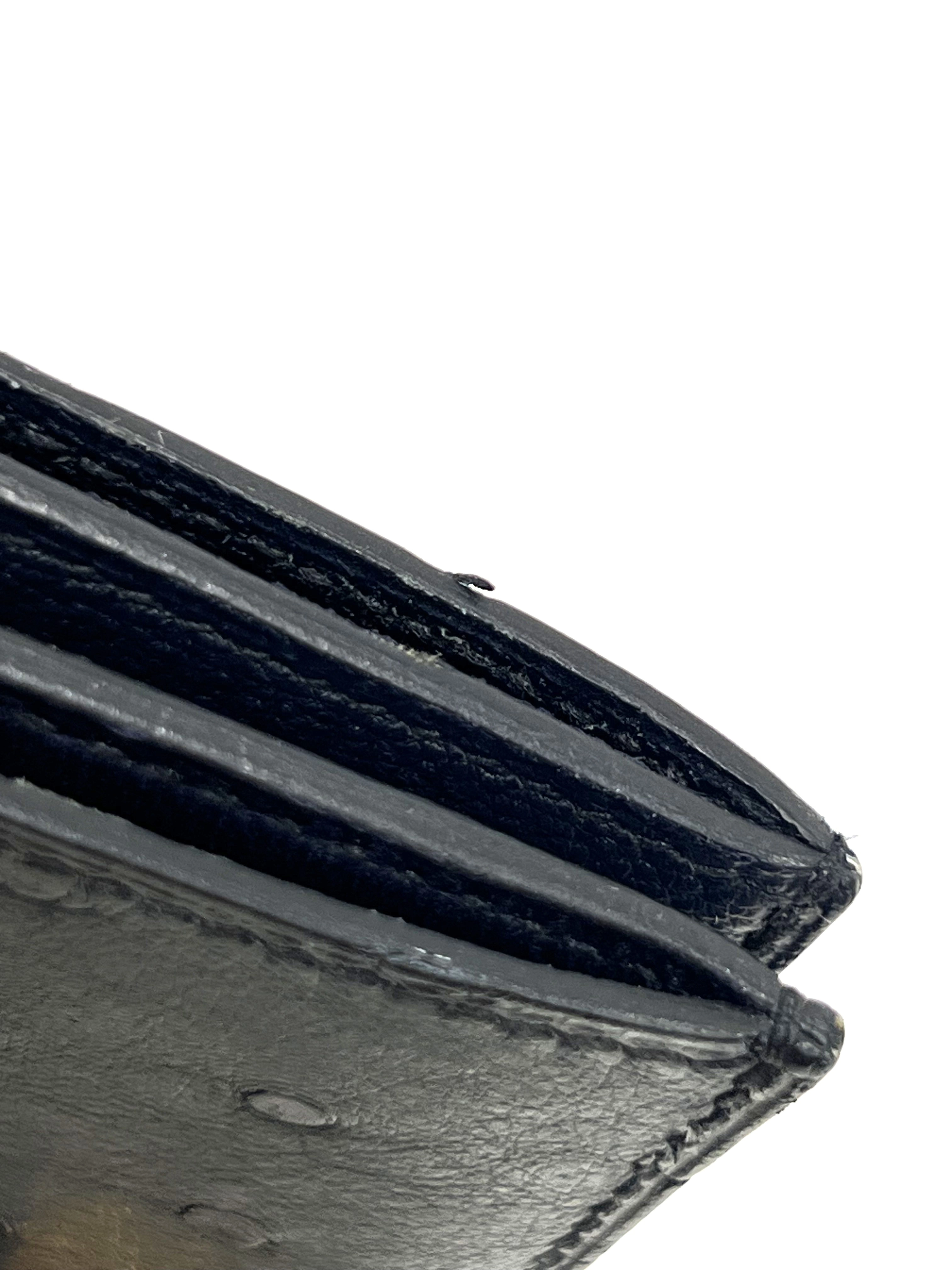 HERMES　エルメス　小物　二つ折り財布　ベアンコンパクト　ブルーニュイ・GP金具　オーストリッチ　C刻印・2018年頃製造　【472】HA