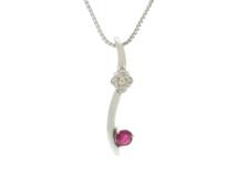 JEWELRY　貴金属・宝石　ネックレス　K18WG　ホワイトゴールド　D　ダイヤモンド　R　ルビー　0.04ct　 2.0g 【200】